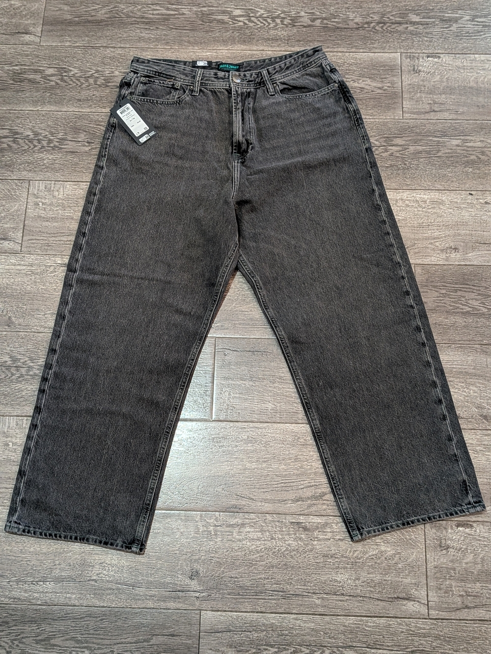NWT Jack & Jones Ron Extra Baggy Jeans 34x32 Washed Black Drop Crotch 11"